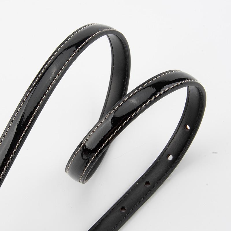 Fashion Decoration for Women's Lacquered Leather Belt Head Layer Cowhide High-end Feeling with Dress Buckle Removable Belt for Women