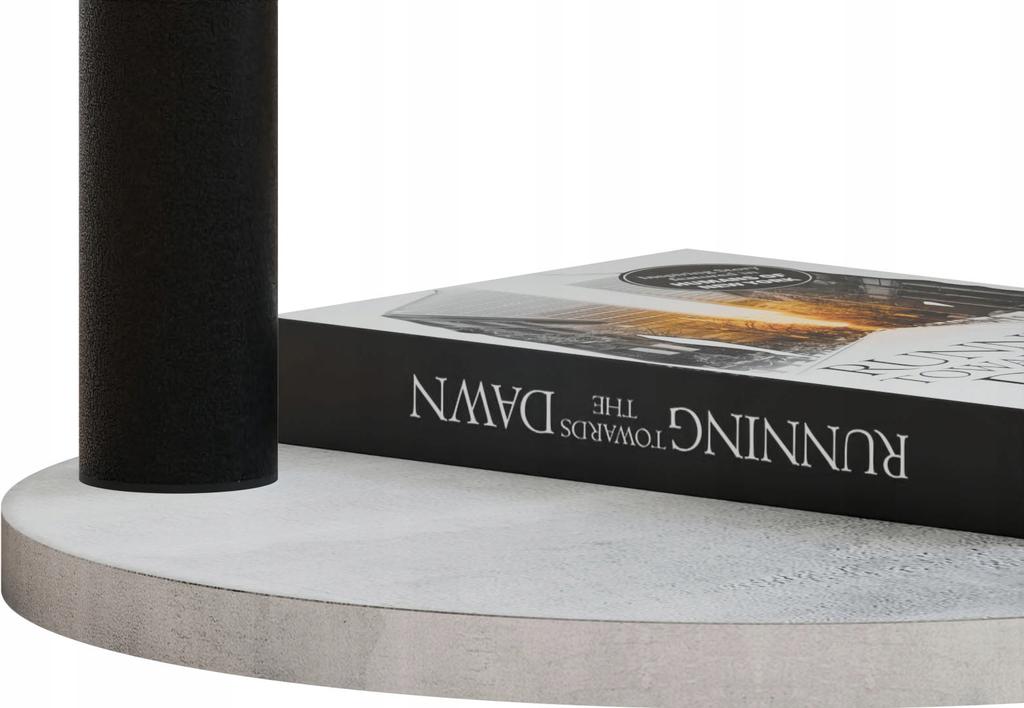 Round Loft Side Table With Shelf 30X30X80 Cm Metal Black