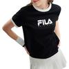 FILA Original Color Block Letter Sports Crew Neck Pullover Breathable Short Sleeve T-Shirt Women T-Shirts Black F11W429113FBK