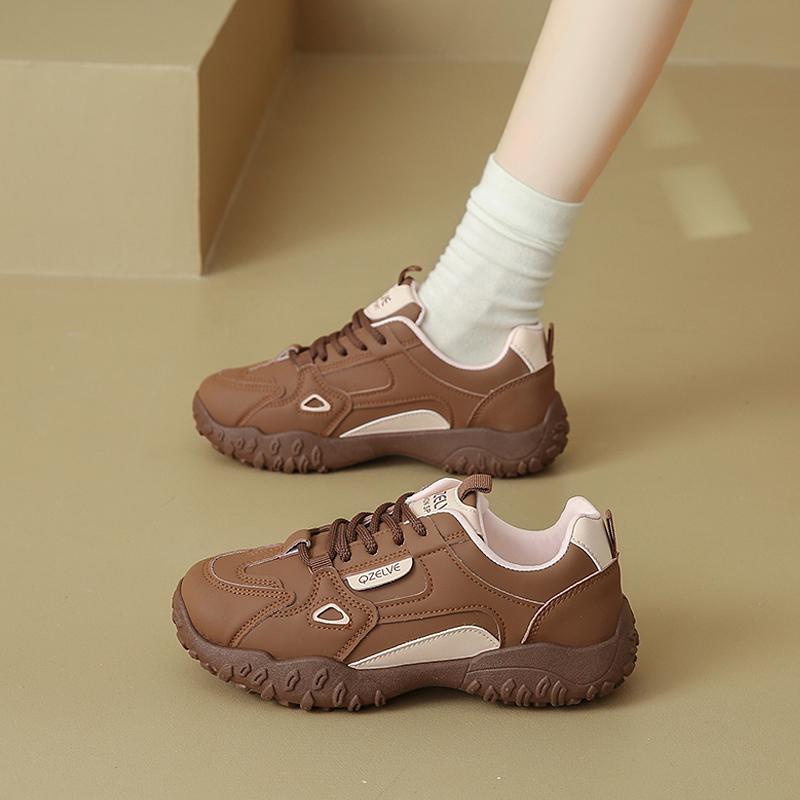 

CRLAYDK Sneakers for Women Lace Up Fashion Comfort Shoes Casual Leather Ladies Walking Leather Footwear Anti Slip Trainers 40