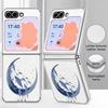 Red Shark Jellyfish Pattern Case For Samsung Galaxy Z FlIP 7 FE 6 5 Plating PC+PU Leather Hybrid Folding Cover For Samsung Z Flip7 Flip6 Flip5