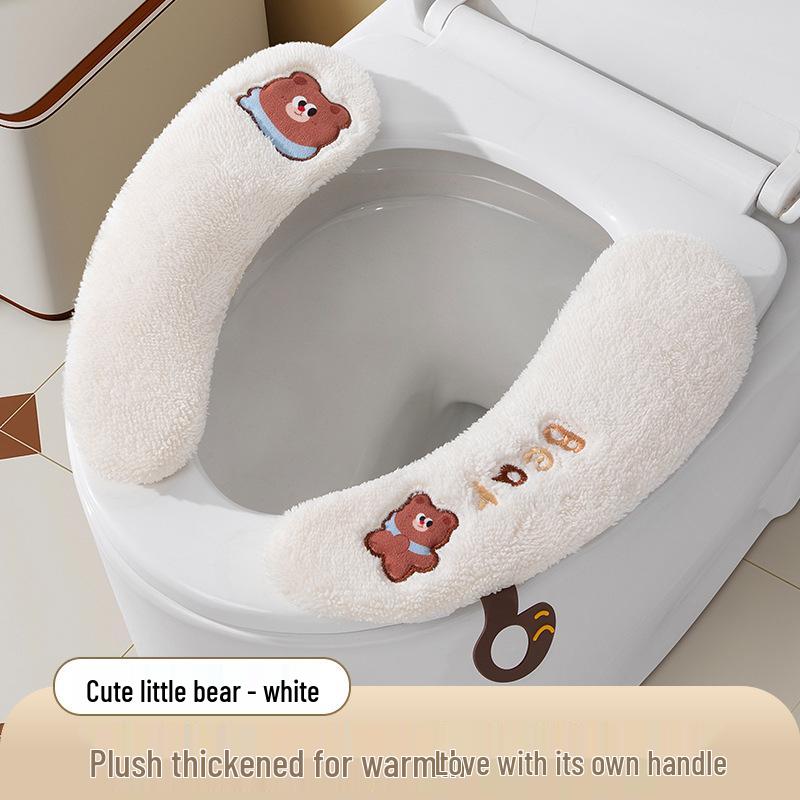 Plush Toilet Seat Cover with Velcro Fastening - All-Season Universal Fit