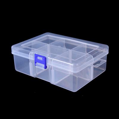 1 caja grande de 6 compartimentos para señuelos de pesca, anzuelos y cebos.
