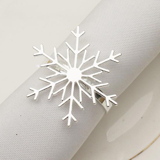 Serviette Ring Eco-friendly Anti-Fading Alloy Elegant Snowflake Serviette Holder Ring for Restaurant