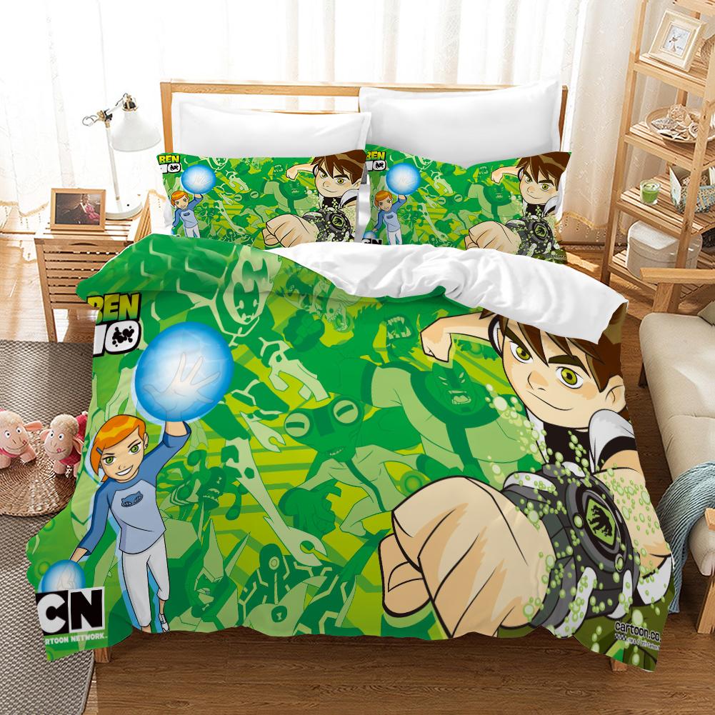 3D Cartoon Ben10 Duvet Cover With Pillow Cover Bedding Set Single Double Twin Full Queen King Size Bed Set For Bedroom Decor