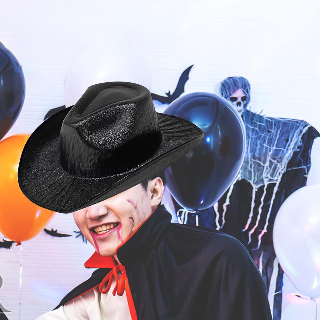 Chapeau de fête Cowboy Accessoires de costume Brillant Lumineux Holographique Casquettes Rave Chapeau d'Espace Cowboy pour Femmes Disco Halloween Soirée à Thème