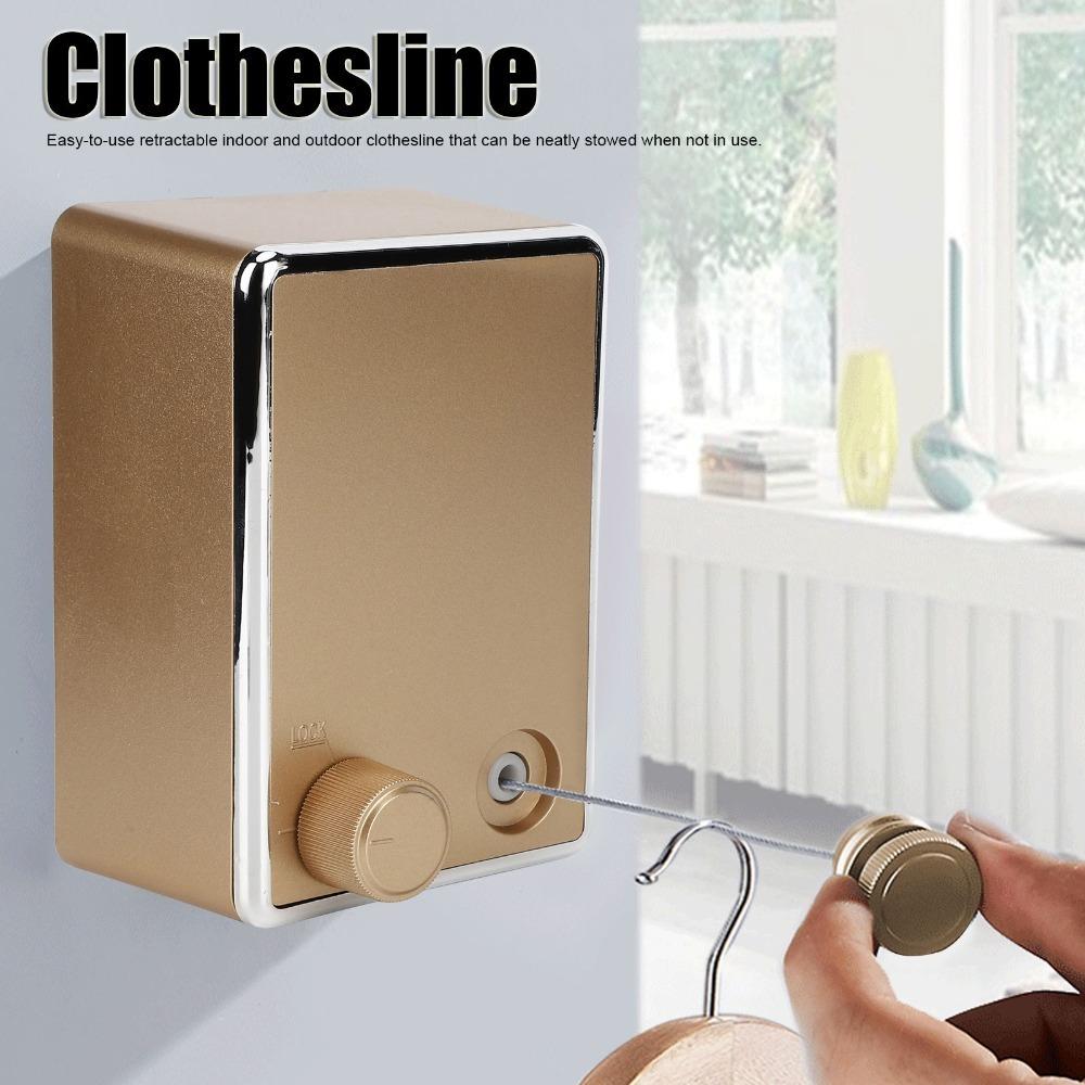 ABS Case Stainless Steel Retractable Clothesline Adjustable Length Clothes Drying Line Home Hotel