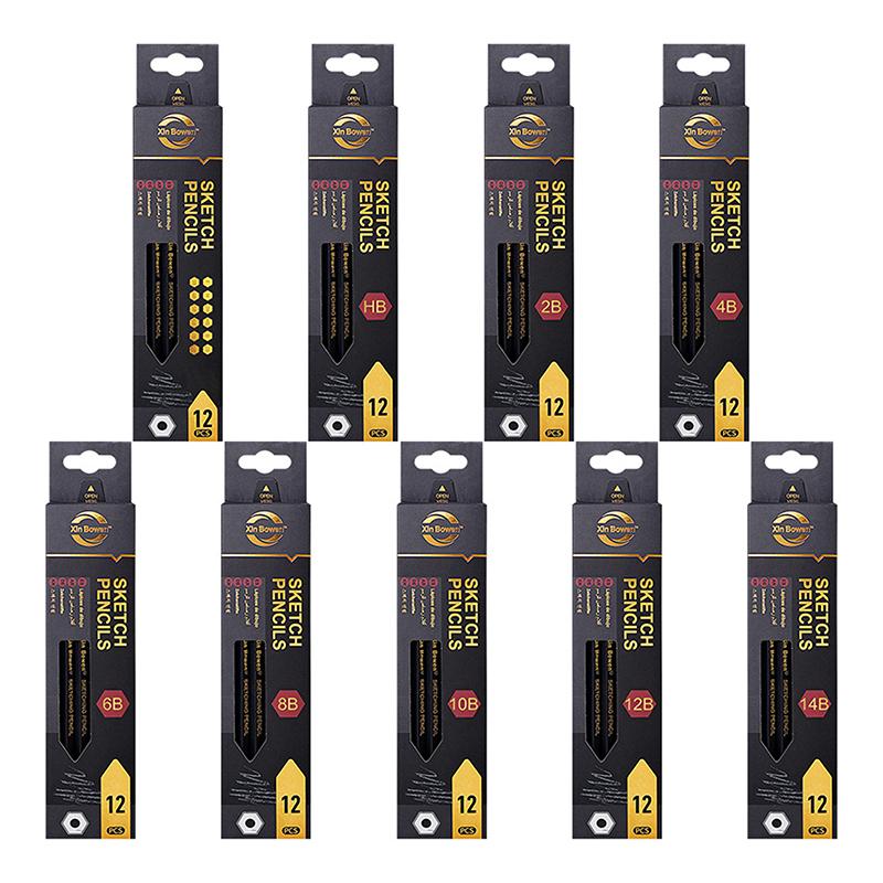 12Pcs/Box Wooden Lead Pencils Hb-14B High-Quality Art Draw Specific Graphite Core Sketching Writing Stationery Supplies