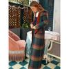 Fashion Colorful Plaid Print Woolen Overcoats for Women Patchwork Turn-down Collar Slim Fits Long Coats High Streetwear