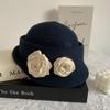 Hepburn Camellia Curled Linen Beret Women's Summer Thin Breathable Top Hat Show Face Small Hat Painter Hat