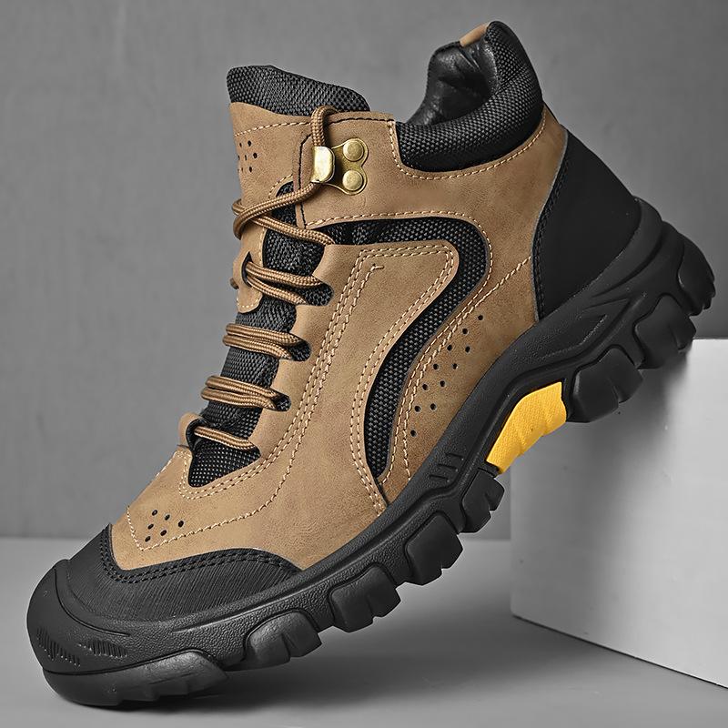 Popular outdoor men's shoes fashion autumn and winter velvet Martin boots men's snow boots non-slip hiking shoes short boots