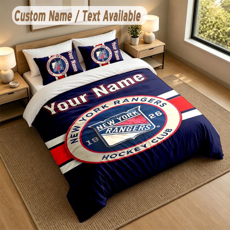Bedding Set 1 Duvet Cover 2 Pillowcases New York Rangers Print Soft Bed Linen Bedroom Decor