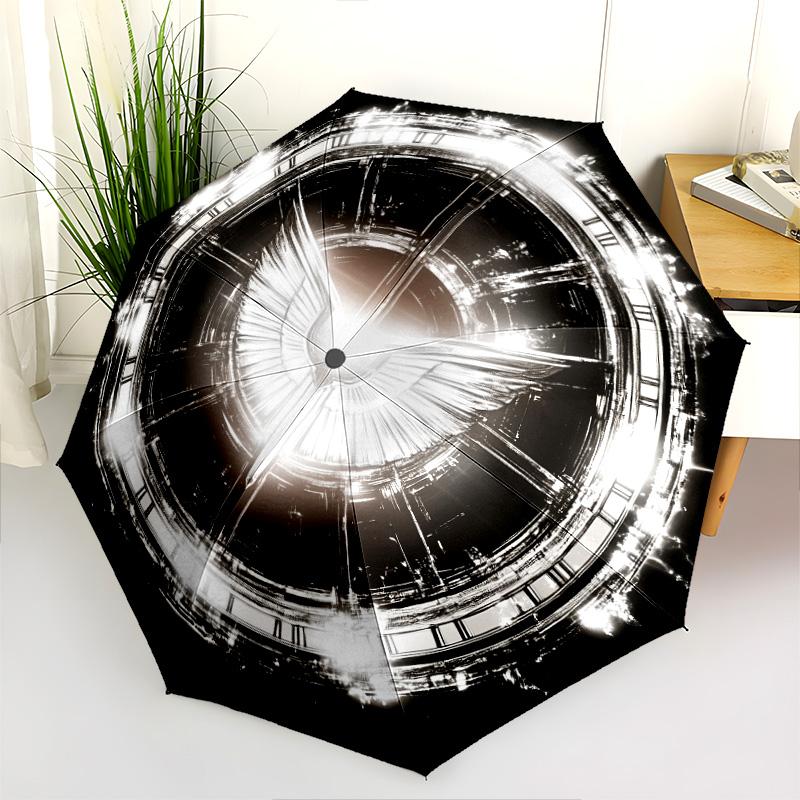 Shiny Wings  pattern, automatic folding umbrella, portable and foldable design, 8 ribs, a Christmas or birthday gift.