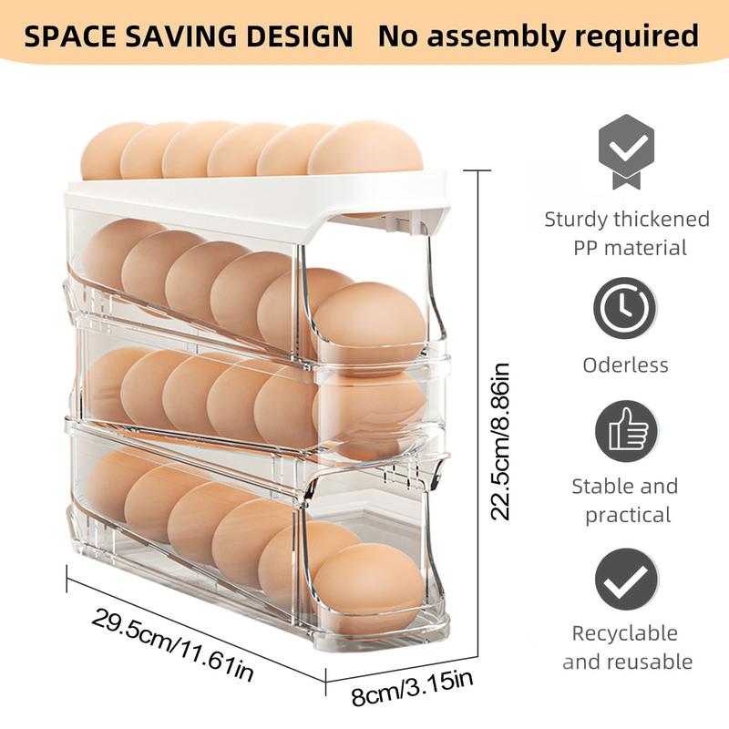 Egg Storage Box Organizer for Refrigerator Rolling Egg Organizer Holder Fridge Storage Organizer Food Storage Container