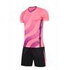 Men Short Sleeve Red Soccer Jersey Set  Navy Adult Football Uniform Boy  Pink Kids Soccer Shirt Cust