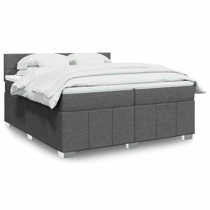 VidaXL Sommier à lattes de lit avec matelas Gris foncé 200x200cm Tissu 3287176