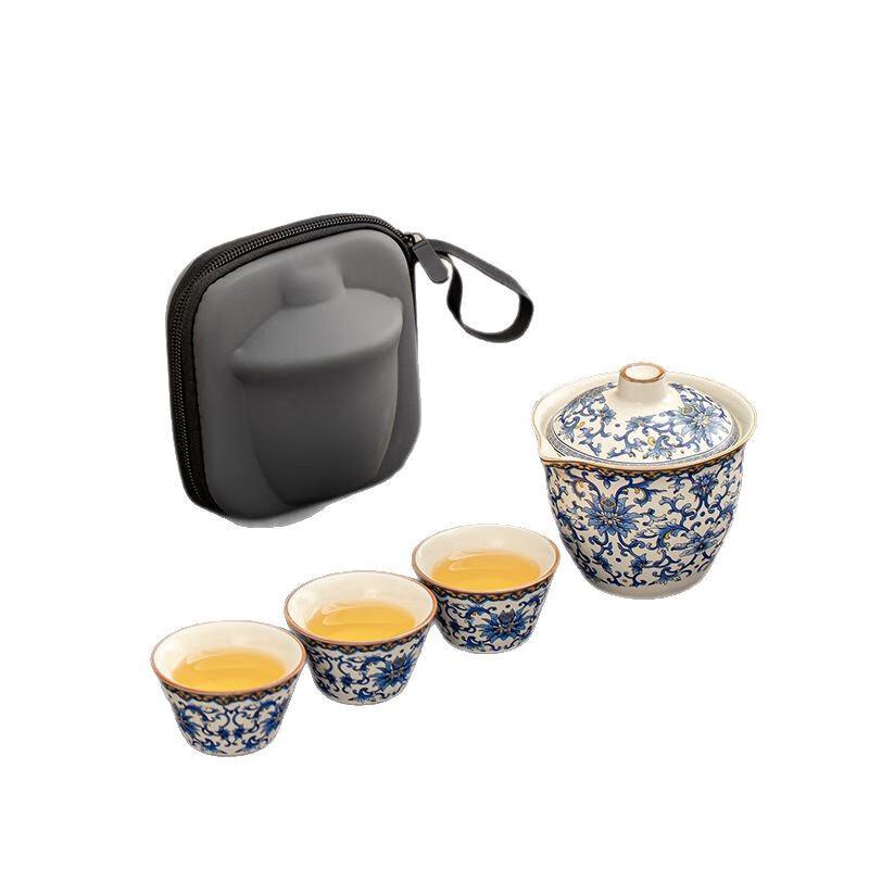 Shangqi Celadon Intertwined Lotus Portable Tea Set