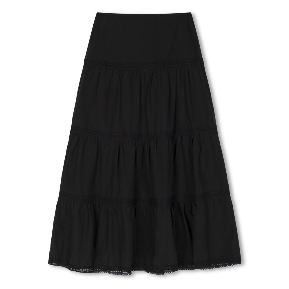 Moa Soft Flare Long Skirt (Black)