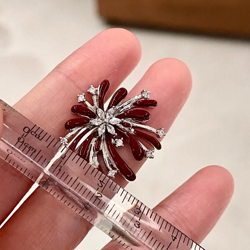 Ankela Red Enamel Fireworks Zirconia Stud Earrings - Luxury Design for Women