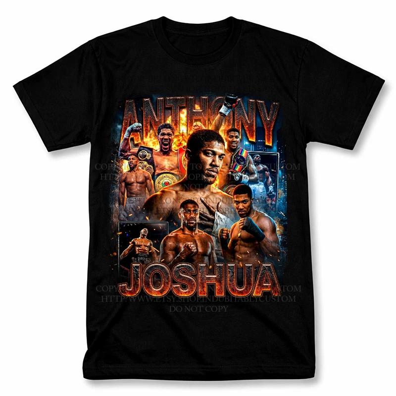 Футболка с графическим принтом боксера Энтони Джошуа, винтажный стиль, бутлег, футболка для фаната бокса S