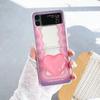 For Samsung Galaxy Z Flip 4 3 Case Gradient Waves Painted Transparent Shockproof Folding Hard Back Cover With Love Stand Holder