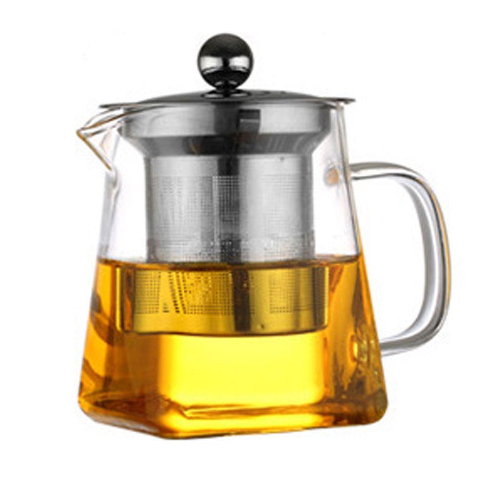 

Stainless Steel Tea Strainers coffee Tea Leaves Glass Square Pot Kettle Teapot with Tea Strainers 350ml