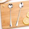 Stainless Steel Spoon Long Handle Coffee Spoon Ice Cream Stirring Spoon Meal Tableware Spoon Household Dinner Spoon Fruit Fork