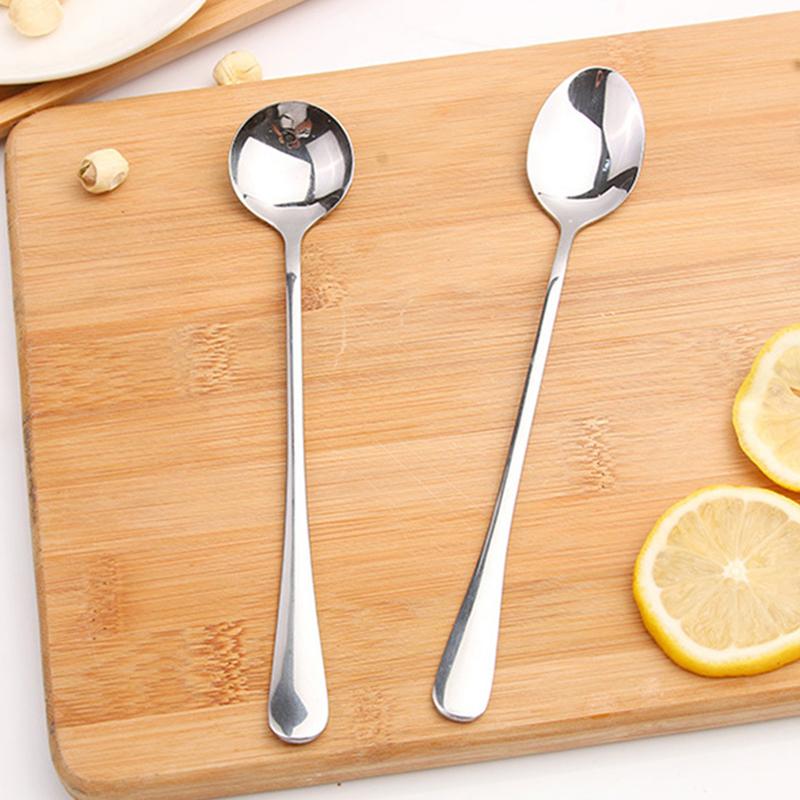 Stainless Steel Spoon Long Handle Coffee Spoon Ice Cream Stirring Spoon Meal Tableware Spoon Household Dinner Spoon Fruit Fork
