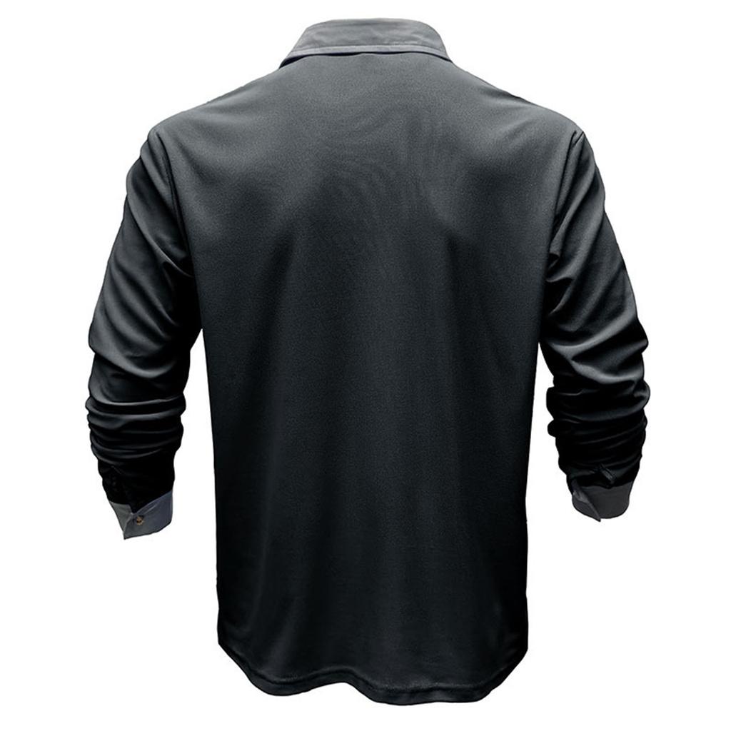 Autumn And Winter Men's New Casual Long Sleeved Contrasting Polo Shirt Shirt
