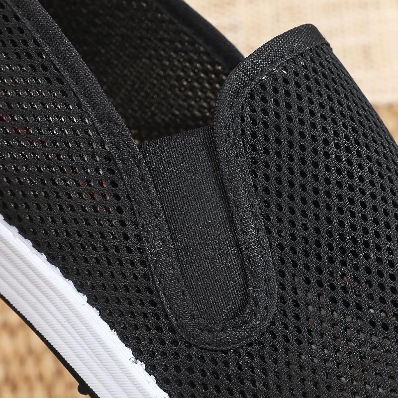 Neue Sommer-Mesh-Schuhe Stoffschuhe Herrenschuhe rutschfest Ein-Pedal Mittelalterliche und ältere Freizeitschuhe