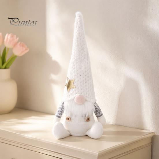 Sitting Gnome for Christmas Tree Base Knit Plush, Nordic Forest Elf Faceless Doll Figurine Rustic Shelf Sitters Shelf, Soft Stuffed Holiday