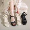 Platform sandals women's outer wear summer new rhinestone platform versatile with skirt beach shoes