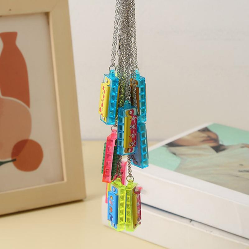10/20Pcs Cartoon Mini Harmonica With Necklace Musical Toys For Kids Birthday Party Favors Pinata Fillers Boy Girl Christmas Gift