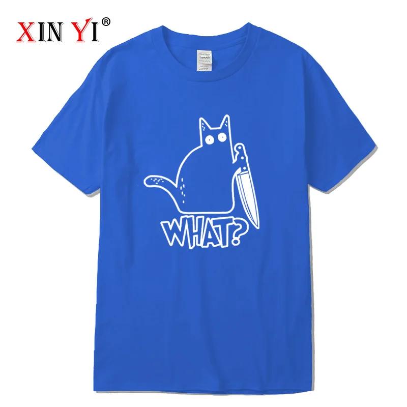 

Men s T-shirt High Quality 100% Cotton Knife Cat Print Men T Shirt Casual Loose Men Tshirt O-neck T-shirt Men Tees Tops 4XL