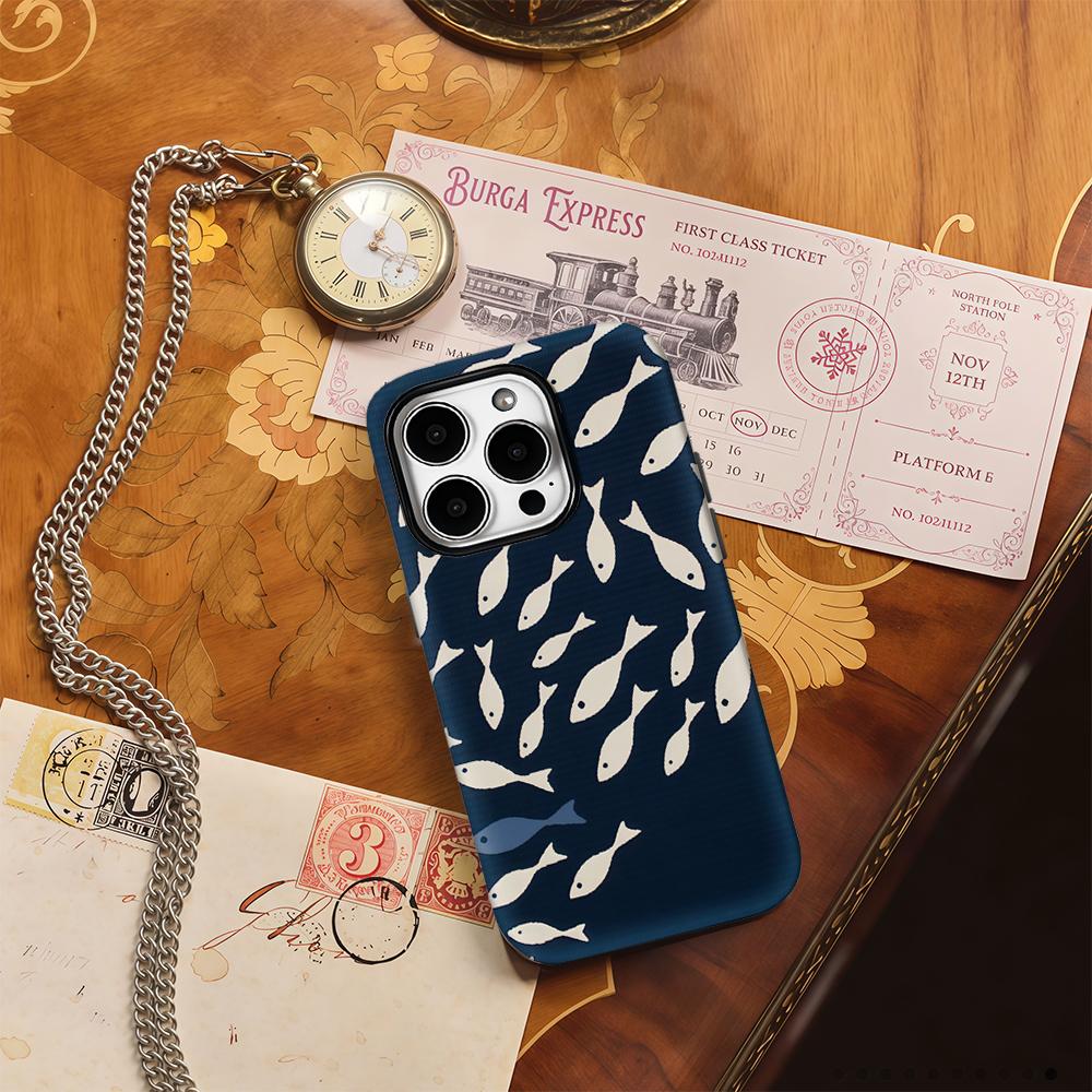 School of Fish Phone Case for IPhone 16 15 14 13 12 11 X XS XR XSMAX 7 8 Pro Max Plus Double-layer Back Cover