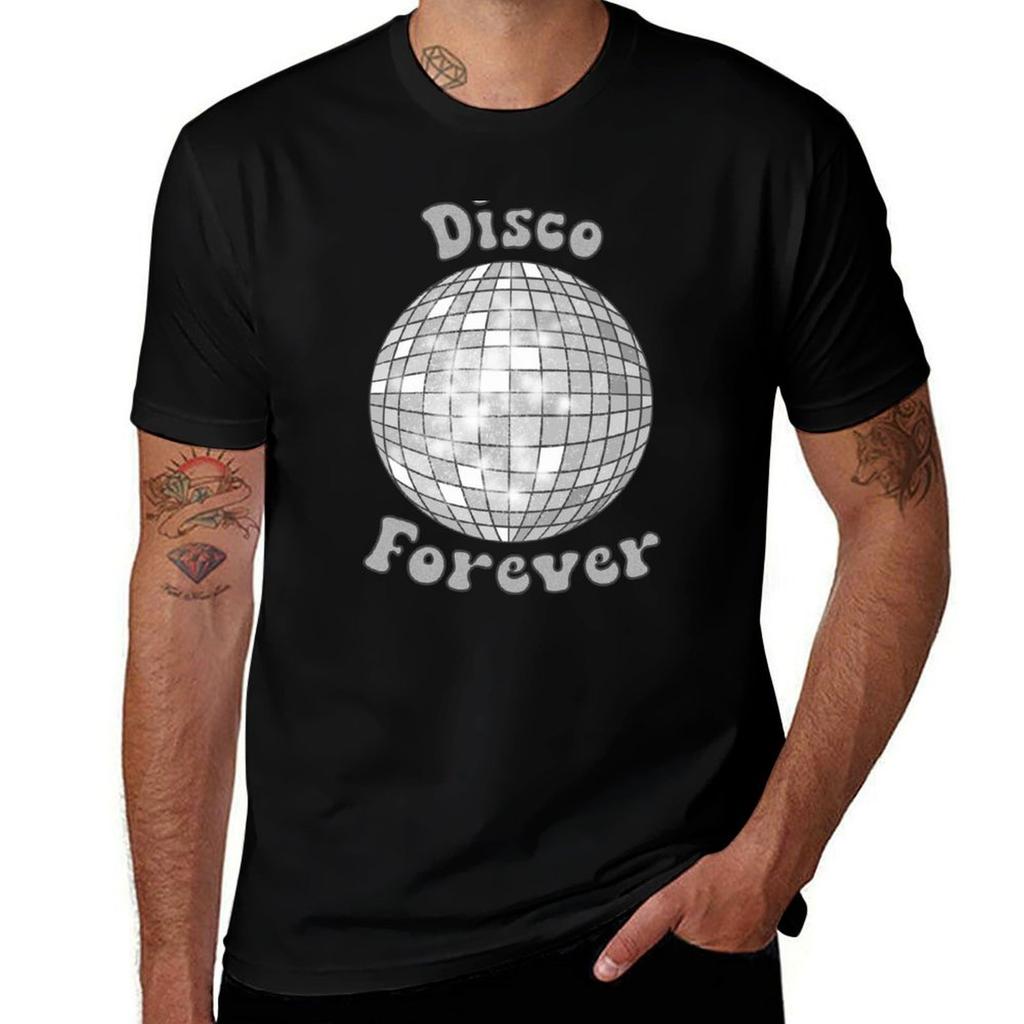 Disco Forever Silver Mirrorball TShirt Relaxed Casual Short Sleeve Tee