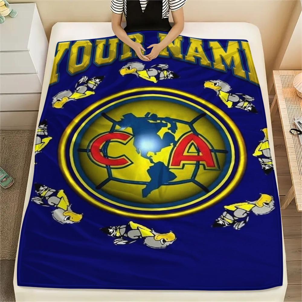 1PC Custom Name Club America Patterned Flannel Blanket Suitable For All Seasons for Home Decor Warmth and Comfort Gifts Holiday Present