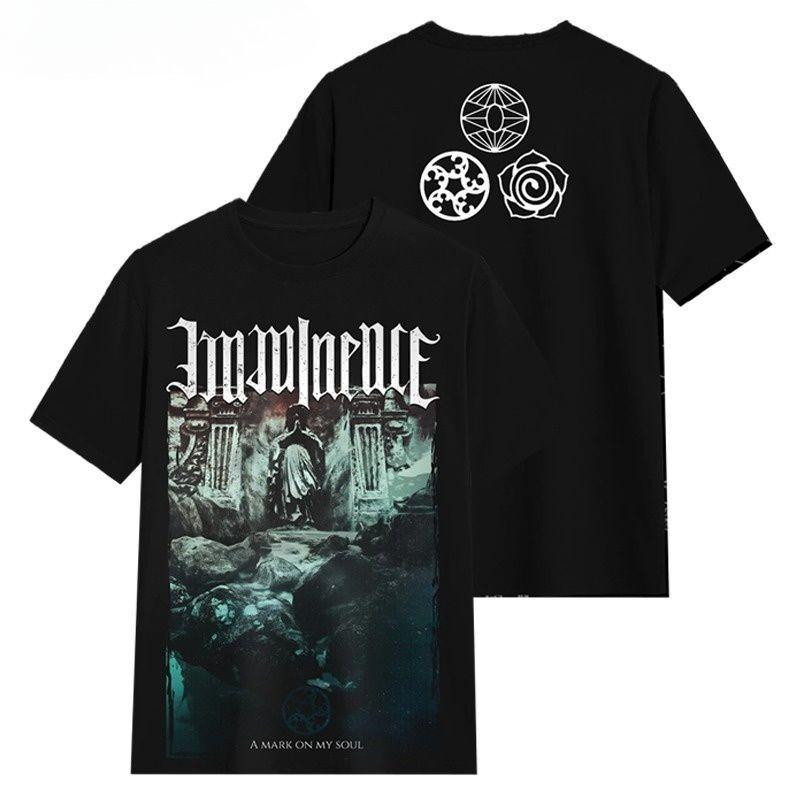 Approaching Band Swedish PostNuclear Rock European High Street Loose Dark Logo ShortSleeved Cotton TShirt