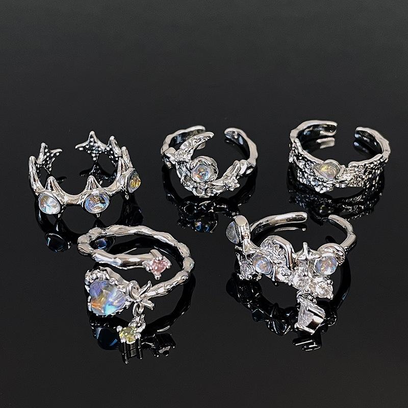 Moon Opening Adjustable Ring Temperament Niche Cold Sense High Sense Light Luxury Women'S Moonstone Ring