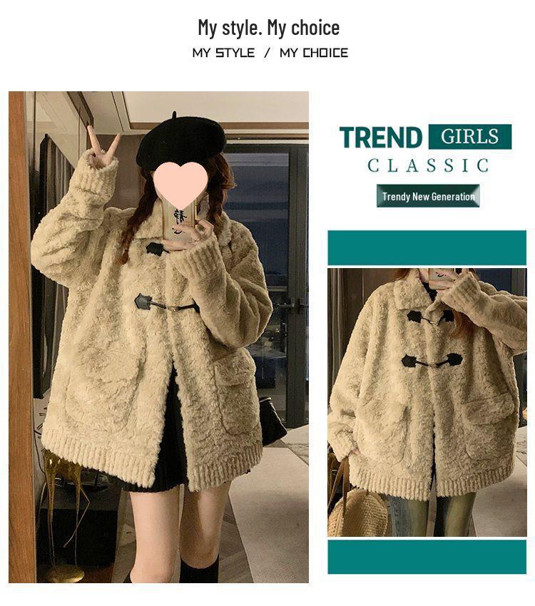 Women's Spring/Summer Lambswool Fur Coat - Thick, Warm, Furry, Korean Style, Loose Fit, Slimming