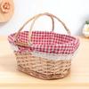 Woven Picnic Basket Natural Color Multi-Function Storage Basket Fruit Vegetable Snack Organizer Outdoor Sundry