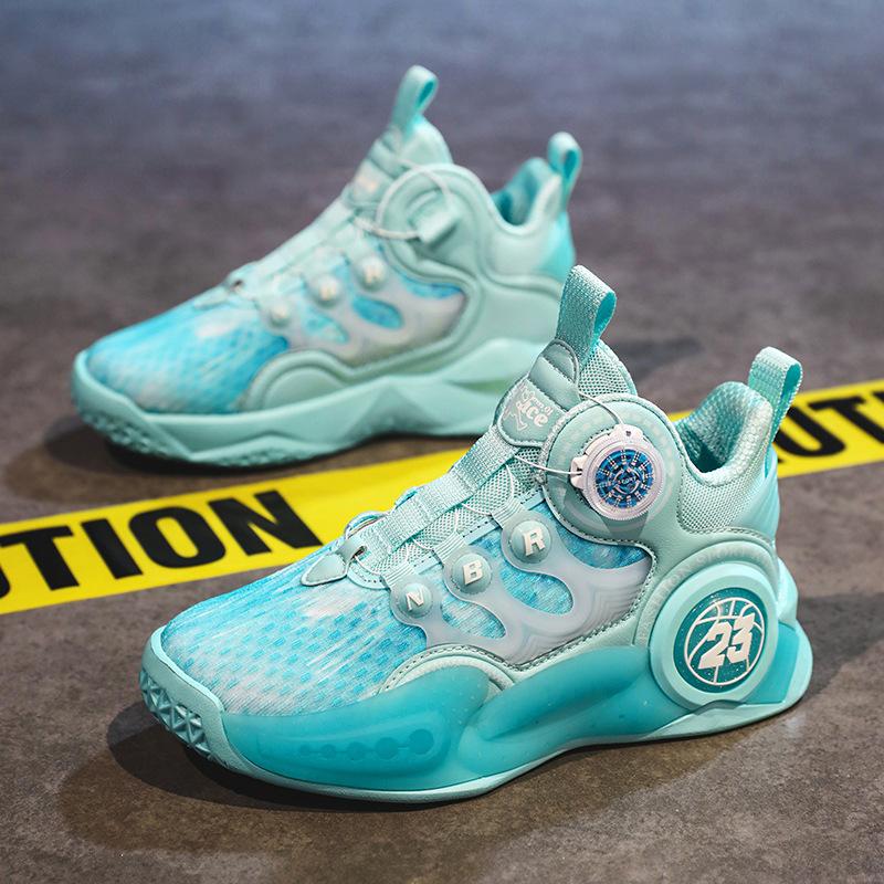 Practical basketball shoes, sports shoes, medium and large children's boys and children's sneakers, new breathable 2025 rotating buckle training, aut