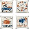 Home Decor Welcome Fall With Truck & Pumpkin Design Pattern Cushion Cover Suitable For Sofa Bedroom Car Pillow Cover