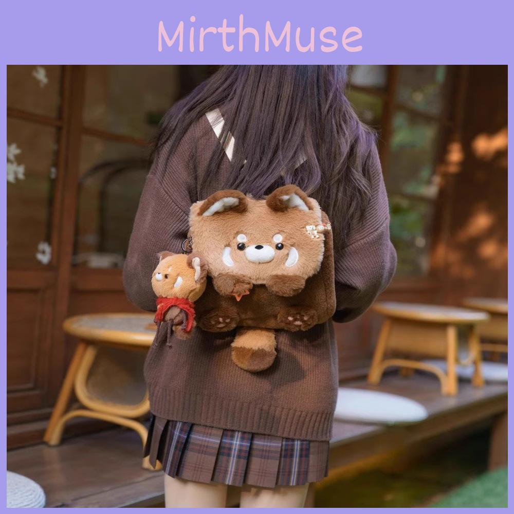 Plush Raccoon Backpack For Teens With Large Capacity And Soft Rabbit Fur Material