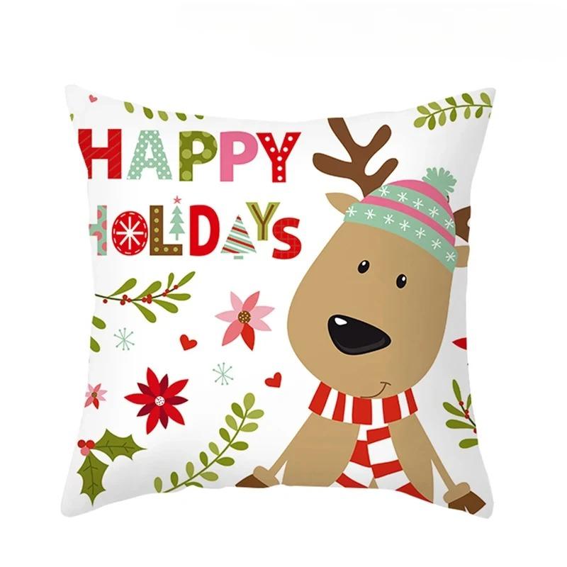1 Piece of Christmas Decoration Pillowcase Cartoon Santa Claus Snowman Pattern Sofa Cushion Suite Room Home Decoration Gift
