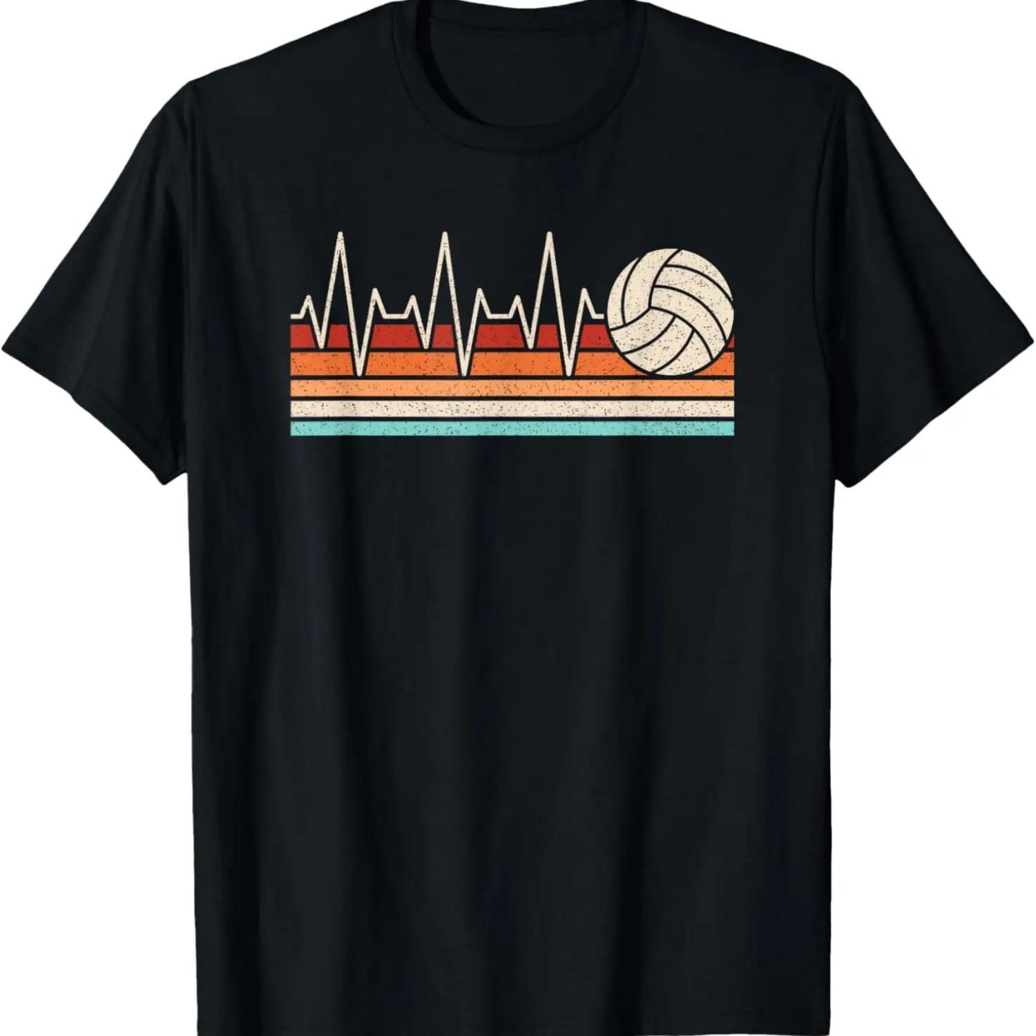 

Volleyball Heartbeat Retro Volleyball Player Men Women Kids T-Shirt XXXXXL чорний