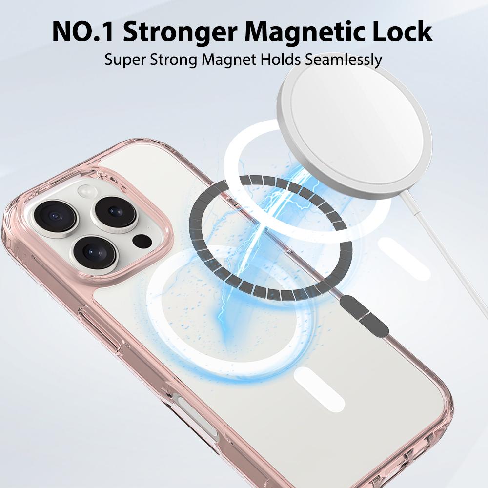 For iPhone 16 Pro Case Compati with MagSafe PC+TPU Clear Phone Cover with Tempered Glass Screen Protector