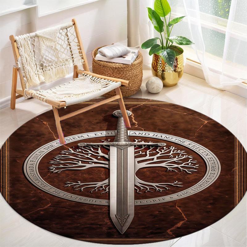 1Pc Tree of Life Circular Print Rug - home decoration Carpet For Living Room Bedroom Flooring Computer Chair Area Rug