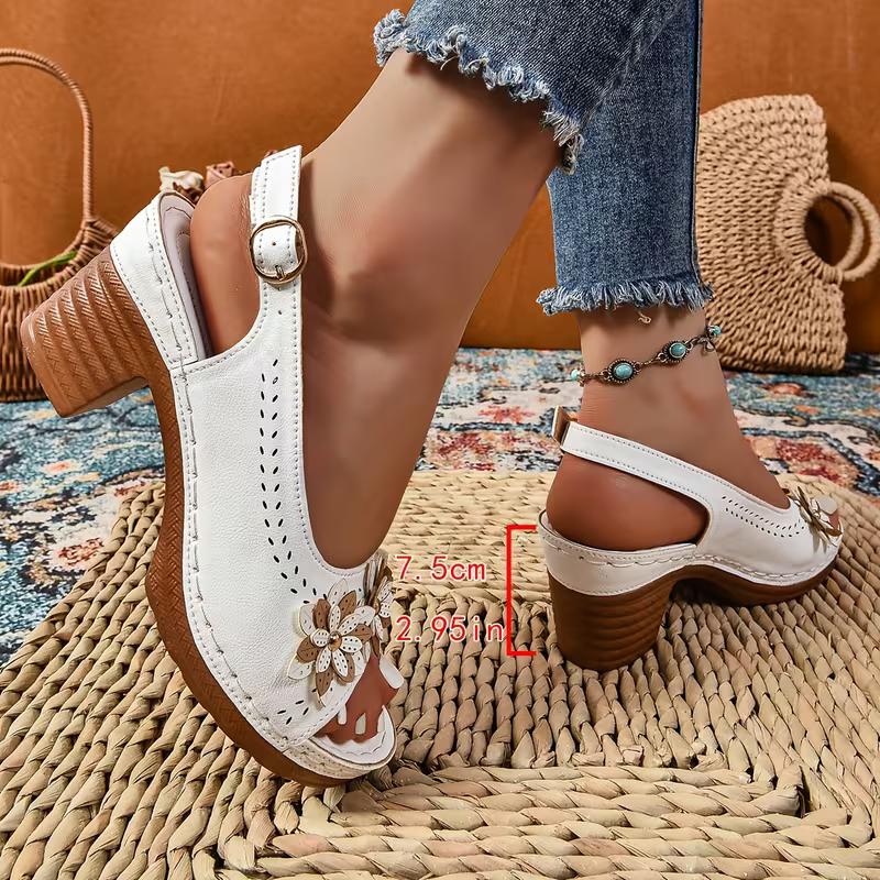 Ladies Shoes 2025 Buckle Strap Women's Sandals Fashion Crystal Floral Office and Career New Plus Size Open Toe Heeled Sandals