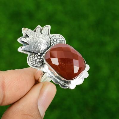 Karneol Edelstein Sterlingsilber Geburtstag Statement Lünette Eleganter Ring Schmuck